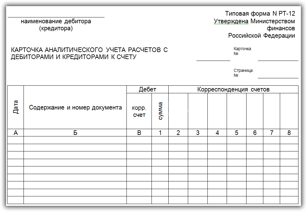 Ведомость учета расчетов с поставщиками образец заполнения