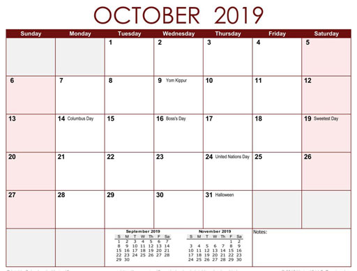 Календарь, для бухгалтера в октябре 2019